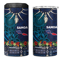 Samoa Siapo Polynesian Art 4 in 1 Can Cooler Tumbler Tropical Flowers and Tatau Pattern Navy LT03 One Size: 16 oz Navy - Polynesian Pride