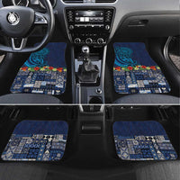 Samoa Siapo Polynesian Art Car Mats Tropical Flowers and Tatau Pattern Navy LT03 Set 4pcs Navy - Polynesian Pride