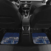 Samoa Siapo Polynesian Art Car Mats Tropical Flowers and Tatau Pattern Navy LT03 Set 2pcs - Back Navy - Polynesian Pride