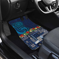Samoa Siapo Polynesian Art Car Mats Tropical Flowers and Tatau Pattern Navy LT03 - Polynesian Pride
