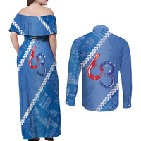 Samoa Independence Day Couples Matching Off Shoulder Maxi Dress and Long Sleeve Button Shirt Anniversary 63th-Siapo Art LT03 - Polynesian Pride