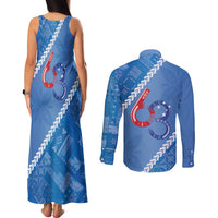 Samoa Independence Day Couples Matching Tank Maxi Dress and Long Sleeve Button Shirt Anniversary 63th-Siapo Art LT03 - Polynesian Pride