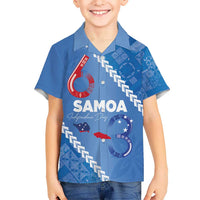 Samoa Independence Day Kid Hawaiian Shirt Anniversary 63th-Siapo Art LT03 Kid Blue - Polynesian Pride