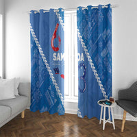 Samoa Independence Day Window Curtain Anniversary 63th-Siapo Art LT03 With Grommets Blue - Polynesian Pride