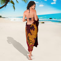 Hawaiian Volcano and Shark Sarong Polynesian and Hibiscus Pattern Lava Color