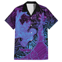 Hawaiian Volcano and Shark Hawaiian Shirt Polynesian and Hibiscus Pattern Violet Gradient LT03 Violet - Polynesian Pride