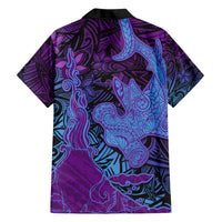 Hawaiian Volcano and Shark Hawaiian Shirt Polynesian and Hibiscus Pattern Violet Gradient LT03 - Polynesian Pride