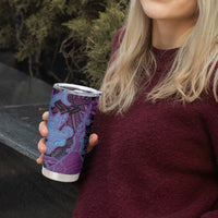 Hawaiian Volcano and Shark Tumbler Cup Polynesian and Hibiscus Pattern Violet Gradient