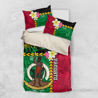 Vanuatu Nakamal and Plumeria Flowers Bedding Set Polynesian Pattern LT03 US Twin 172cm x 218cm Black - Polynesian Pride