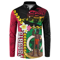 Vanuatu Nakamal and Plumeria Flowers Button Sweatshirt Polynesian Pattern LT03 Black - Polynesian Pride