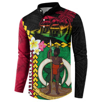 Vanuatu Nakamal and Plumeria Flowers Button Sweatshirt Polynesian Pattern LT03 - Polynesian Pride