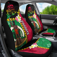 Vanuatu Nakamal and Plumeria Flowers Car Seat Cover Polynesian Pattern