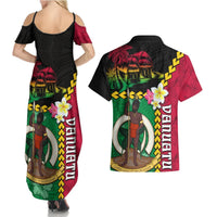 Vanuatu Nakamal and Plumeria Flowers Couples Matching Summer Maxi Dress and Hawaiian Shirt Polynesian Pattern LT03 - Polynesian Pride