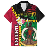 Vanuatu Nakamal and Plumeria Flowers Hawaiian Shirt Polynesian Pattern LT03 Black - Polynesian Pride