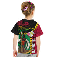 Vanuatu Nakamal and Plumeria Flowers Kid T Shirt Polynesian Pattern