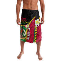 Vanuatu Nakamal and Plumeria Flowers Lavalava Polynesian Pattern LT03 Black - Polynesian Pride