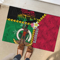 Vanuatu Nakamal and Plumeria Flowers Rubber Doormat Polynesian Pattern LT03 - Polynesian Pride