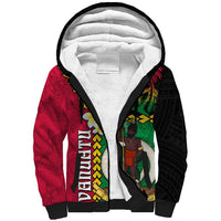 Vanuatu Nakamal and Plumeria Flowers Sherpa Hoodie Polynesian Pattern LT03 Unisex Black - Polynesian Pride