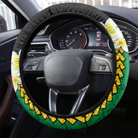 Vanuatu Nakamal and Plumeria Flowers Steering Wheel Cover Polynesian Pattern LT03 - Polynesian Pride
