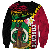 Vanuatu Nakamal and Plumeria Flowers Sweatshirt Polynesian Pattern LT03 - Polynesian Pride