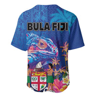 Fiji Bula Baseball Jersey Tropical Plants with Palm Tree and Iguana Colorful
