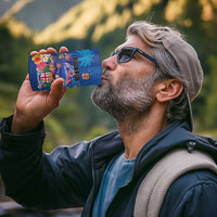 Fiji Bula 4 in 1 Can Cooler Tumbler Tropical Plants with Palm Tree and Iguana Colorful