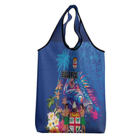 Fiji Bula Grocery Bag Tropical Plants with Palm Tree and Iguana Colorful