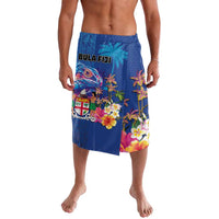 Fiji Bula Lavalava Tropical Plants with Palm Tree and Iguana Colorful