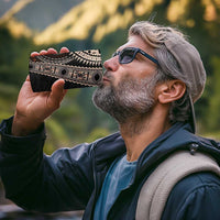 Fiji Traditional Masi 4 in 1 Can Cooler Tumbler Tapa Art Palm Leaves Pattern