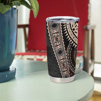 Fiji Traditional Masi Tumbler Cup Tapa Art Palm Leaves Pattern
