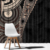 Fiji Traditional Masi Window Curtain Tapa Art Palm Leaves Pattern