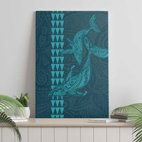 Aloha Hawaii Whale Kakau and Polynesian Tattoo Canvas Wall Art Turquoise Color LT03 - Polynesian Pride