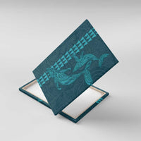 Aloha Hawaii Whale Kakau and Polynesian Tattoo Canvas Wall Art Turquoise Color LT03 With Frame Turquoise - Polynesian Pride