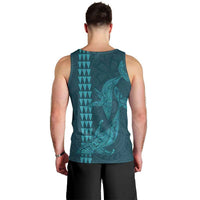 Aloha Hawaii Whale Kakau and Polynesian Tattoo Men Tank Top Turquoise Color LT03 - Polynesian Pride