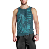 Aloha Hawaii Whale Kakau and Polynesian Tattoo Men Tank Top Turquoise Color LT03 - Polynesian Pride
