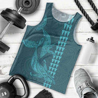 Aloha Hawaii Whale Kakau and Polynesian Tattoo Men Tank Top Turquoise Color LT03 - Polynesian Pride