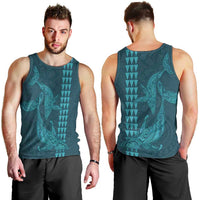 Aloha Hawaii Whale Kakau and Polynesian Tattoo Men Tank Top Turquoise Color LT03 - Polynesian Pride