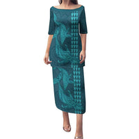 Aloha Hawaii Whale Kakau and Polynesian Tattoo Puletasi Turquoise Color LT03 Long Dress Turquoise - Polynesian Pride