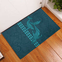 Aloha Hawaii Whale Kakau and Polynesian Tattoo Rubber Doormat Turquoise Color LT03 - Polynesian Pride