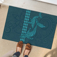 Aloha Hawaii Whale Kakau and Polynesian Tattoo Rubber Doormat Turquoise Color LT03 - Polynesian Pride