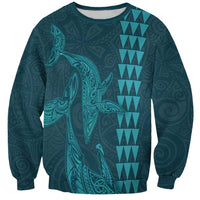 Aloha Hawaii Whale Kakau and Polynesian Tattoo Sweatshirt Turquoise Color LT03 Unisex Turquoise - Polynesian Pride