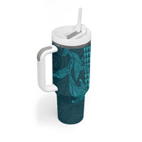 Aloha Hawaii Whale Kakau and Polynesian Tattoo Tumbler With Handle Turquoise Color LT03 - Polynesian Pride