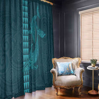 Aloha Hawaii Whale Kakau and Polynesian Tattoo Window Curtain Turquoise Color LT03 - Polynesian Pride