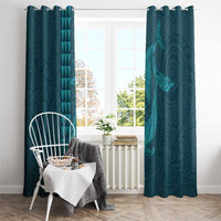 Aloha Hawaii Whale Kakau and Polynesian Tattoo Window Curtain Turquoise Color LT03 - Polynesian Pride