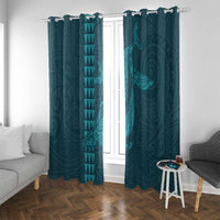 Aloha Hawaii Whale Kakau and Polynesian Tattoo Window Curtain Turquoise Color LT03 With Grommets Turquoise - Polynesian Pride