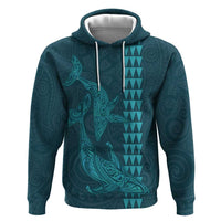 Aloha Hawaii Whale Kakau and Polynesian Tattoo Zip Hoodie Turquoise Color LT03 Pullover Hoodie Turquoise - Polynesian Pride