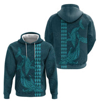 Aloha Hawaii Whale Kakau and Polynesian Tattoo Zip Hoodie Turquoise Color LT03 - Polynesian Pride