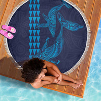 Aloha Hawaii Whale Kakau and Polynesian Tattoo Beach Blanket Dark Navy Color LT03 - Polynesian Pride