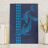 Aloha Hawaii Whale Kakau and Polynesian Tattoo Canvas Wall Art Dark Navy Color LT03 Without Frame Dark Navy - Polynesian Pride