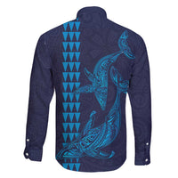 Aloha Hawaii Whale Kakau and Polynesian Tattoo Family Matching Summer Maxi Dress and Hawaiian Shirt Dark Navy Color LT03 - Polynesian Pride
